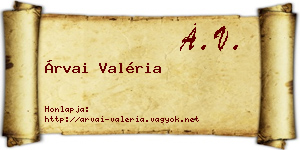 Árvai Valéria névjegykártya